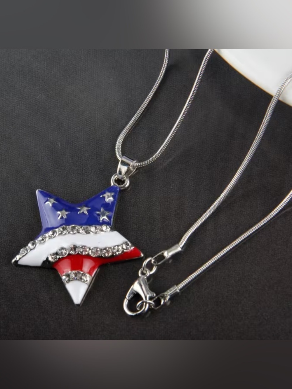 Patriotic Star Necklace & Dangle Earrings Set (S
